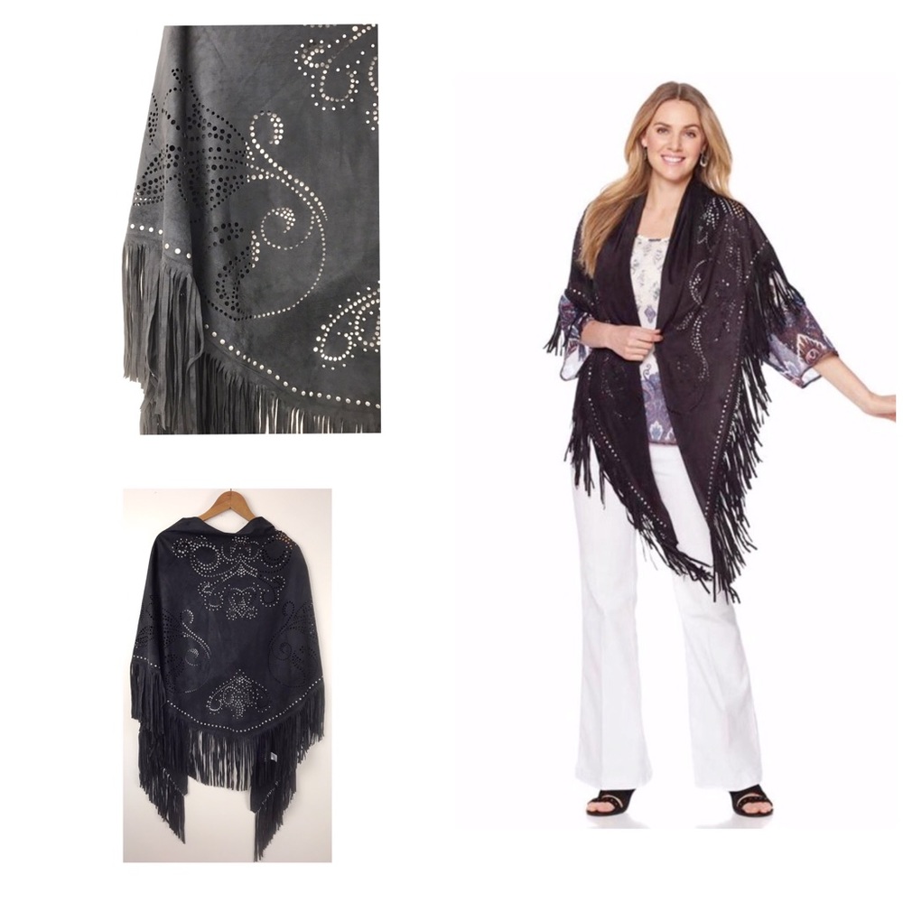 Curations by Caravan shawl wrap fringe boho studs
